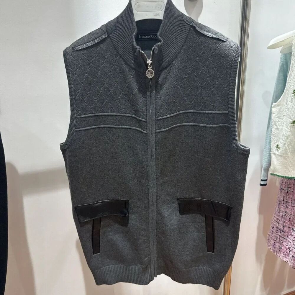 Pre-owned STEFANO RICCI Gents Sleeveless Jackets -Vests High Neck Gray